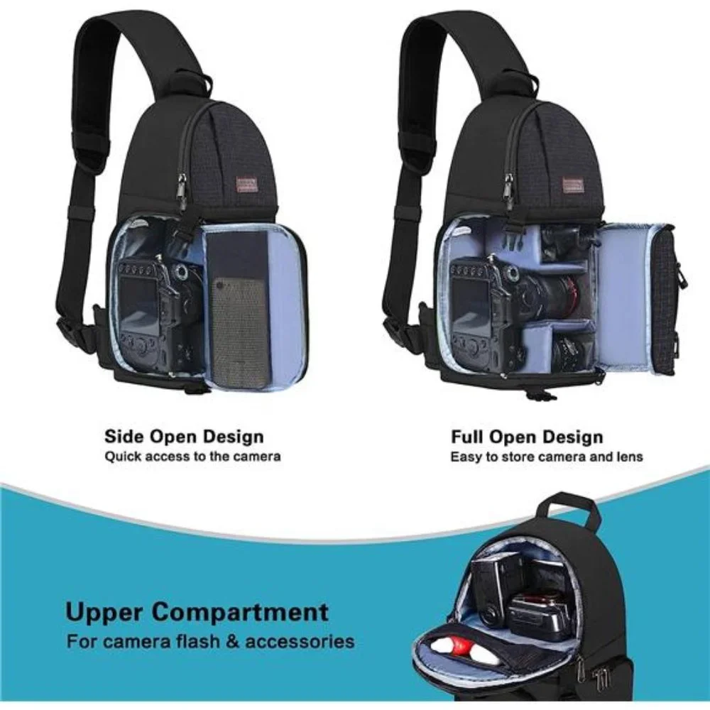 Camera Case Shockproof Backpack with Tripod Holder, Black
